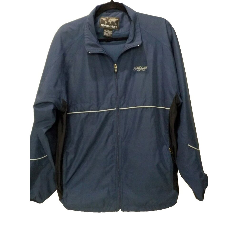 North Bay Full Zip Michelob Ultra Rain Windbreaker Embroidered Dark Blue/Black